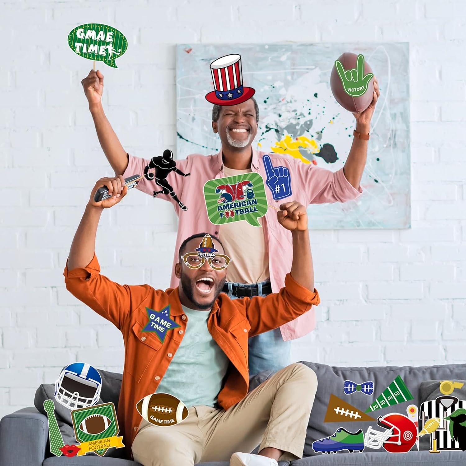 HOWAF Football Photo Booth Props, 25pcs Football Game Day Photo Props with Football Birthday Photo Frame for Football Party Decorations Football Sport Game Day Selfie Props - Image 5