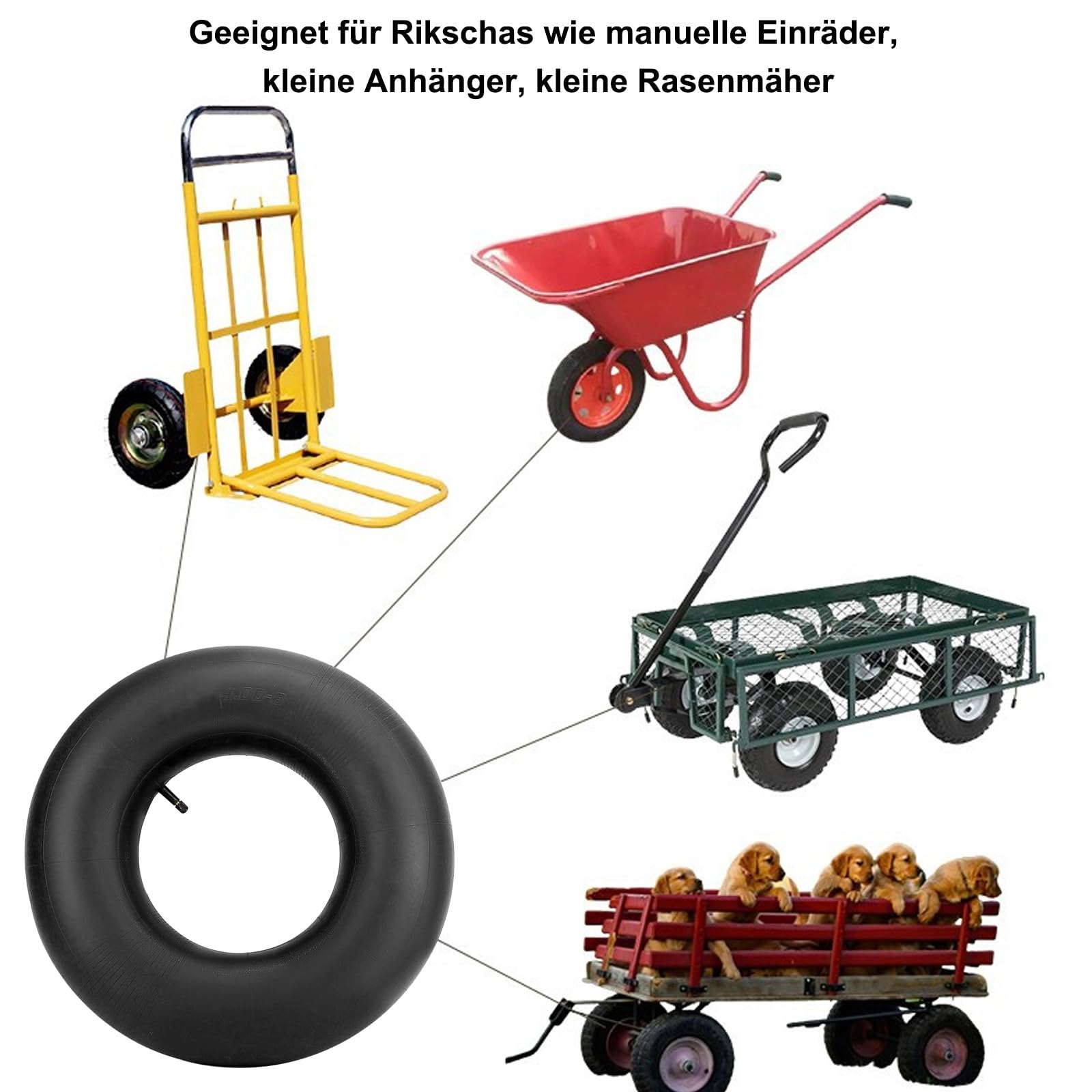 2x 4.80/4.00-8 Schlauch Für Schubkarre & Sackkarre – TR13-Ventil – Ersatz-Innenschlauch