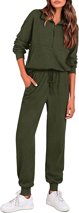 PRETTYGARDEN Women's Fall 2 Piece Lounge Sets Zip Up Sweatshirt Jogger Pants Sweat Track Suits Travel Outfit Winter Clothing