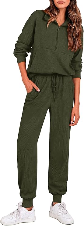 PRETTYGARDEN Women's Fall 2 Piece Lounge Sets Zip Up Sweatshirt Jogger Pants Sweat Track Suits Travel Outfit Winter Clothing