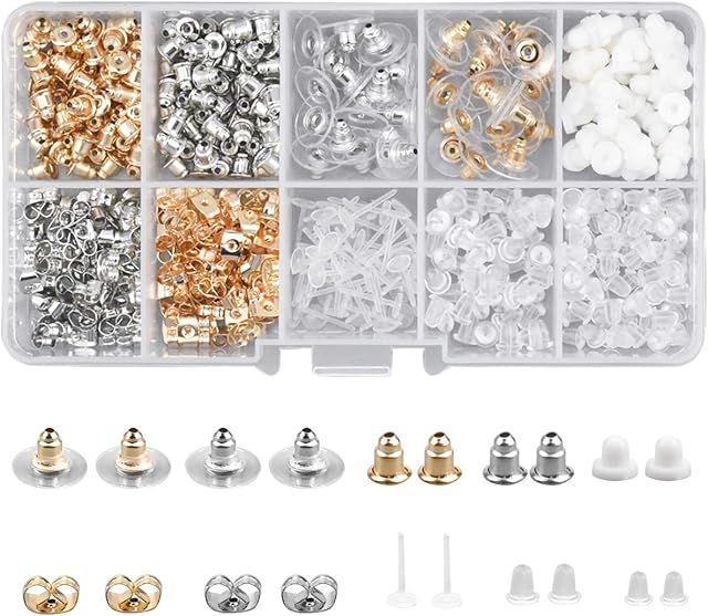 Kissral 530 Pieces Earring Backs 10 Styles Rubber Plastic Butterfly Shape Earring Accessories Backs Keepers Earring Safety Back for Women's DIY Jewelry Supplies