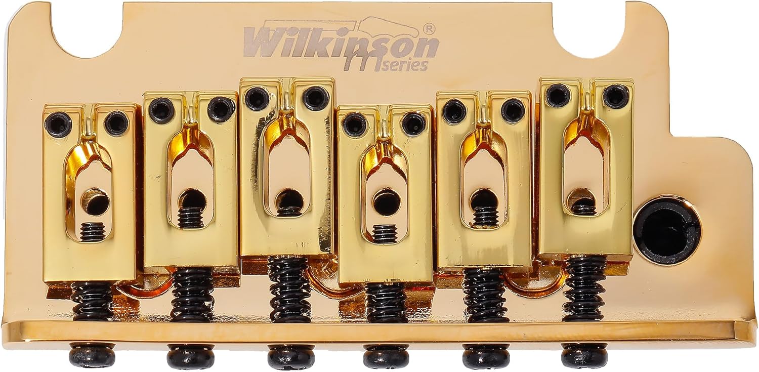 Wilkinson WOV07 2-1/16 inch 2-Point ST Guitar Tremolo Bridge for American Standard Strat Electric Guitar (WOV07 Gold)