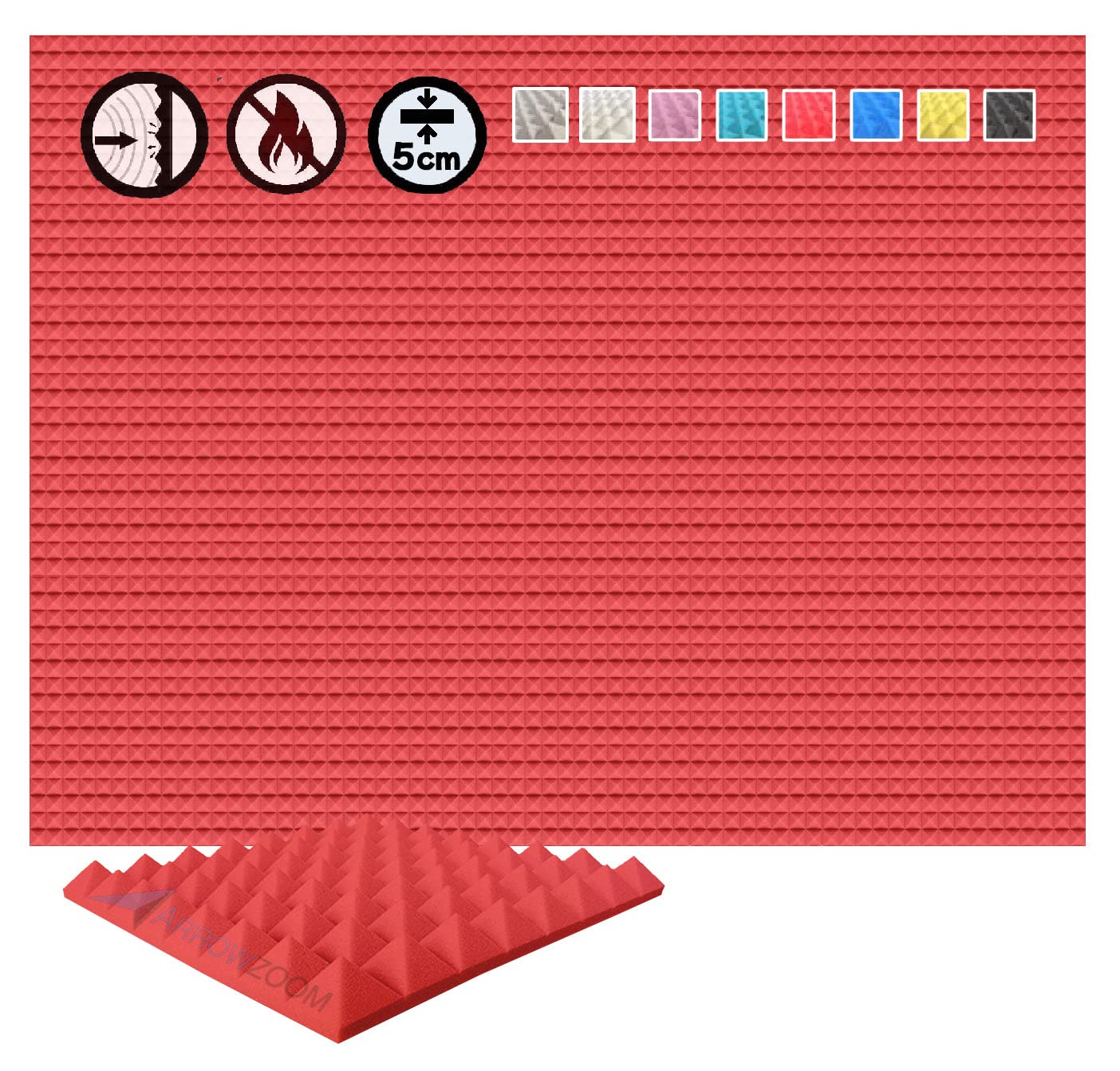 Arrowzoom 24 Panels acustico absorción sonido Pirámide 25x25x5cm Espuma acústica aislamiento acustico estudio de grabación Casas Estudios Azulejos Incombustibles Insonorizados AZ1034 PERLA BLANCA — view 16