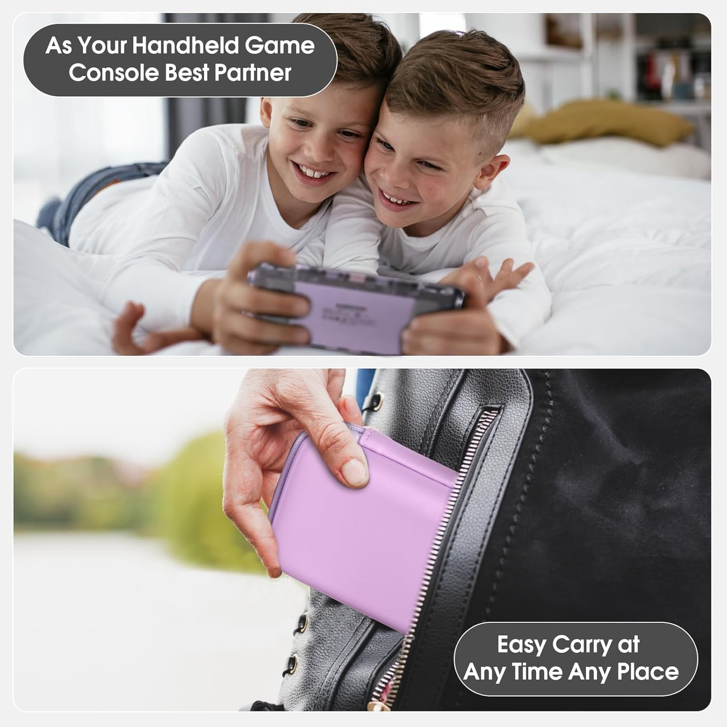 Roseliya Hard Carrying Case for RG35XX H Retro Handheld Game Console, Game Travel Storage Holder with Mesh pocket and Accessory Pockets for TF/MicroSD Card, USB Cable- Box Only (Purple) - Image 6