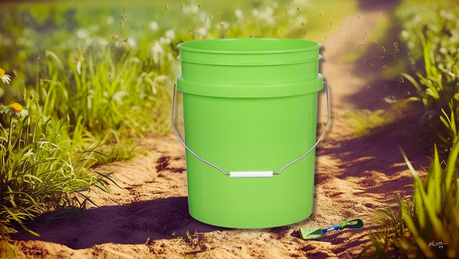 House Naturals 5 Gallon Food Grade Multi Color Buckets (Yellow Aqua Lime Green)- Pack of 3- Made in USA (No lids)