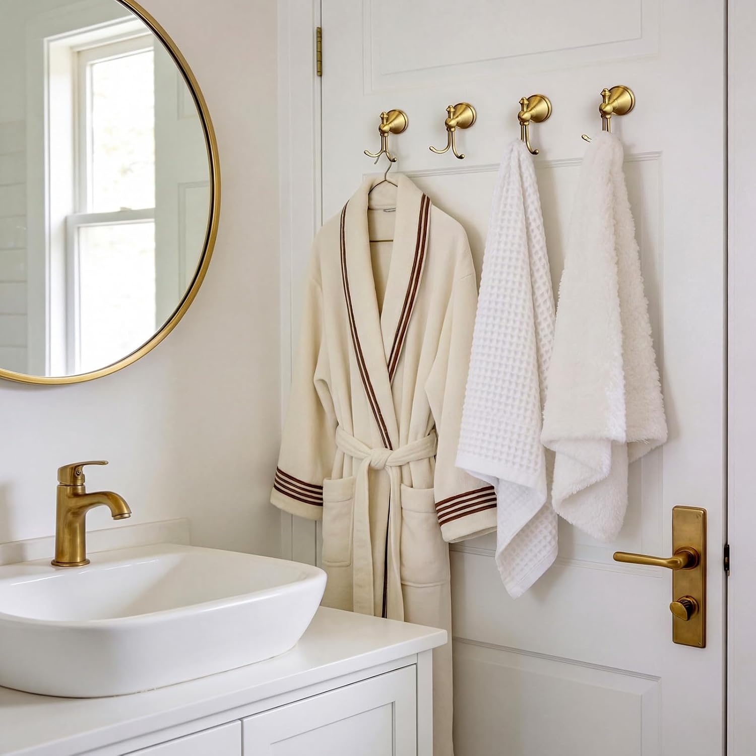 2 Pack Vintage Antique Brass Hooks Wall,Antique Brass Horn Shape Curved Towel Hooks,Vintage Clothes Coat Robe Hook for Bathroom Accessories,Bronze