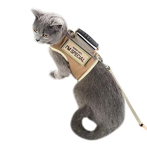 Tactical Cat Harness and Leash for Walking Escape Proof, Adjustable