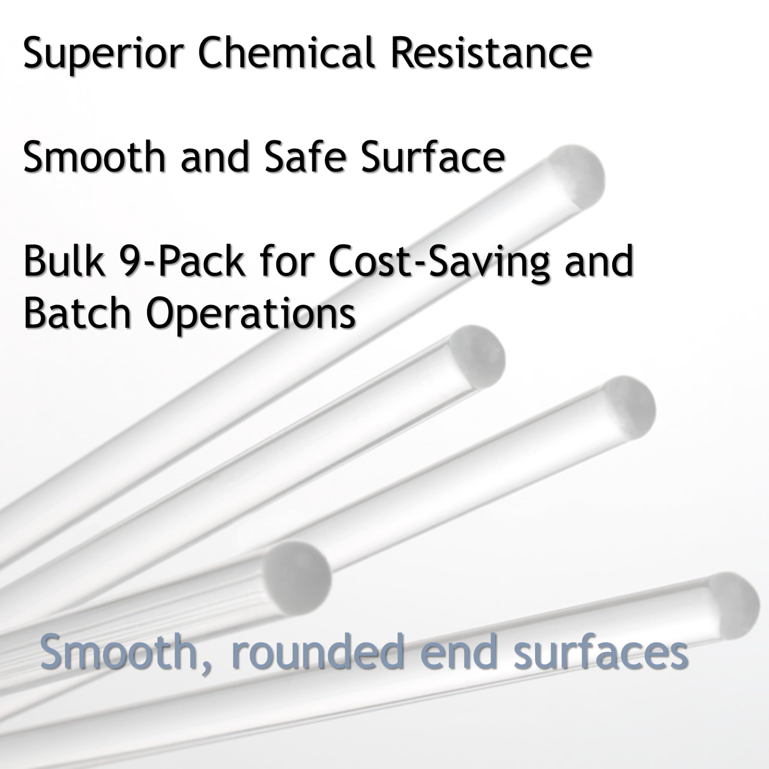 9Pcs Borosilicate Glass Stirring Rods 12" Long 1/4" Diameter Round Ends for Lab/Classroom/Home Use — Amazon image 3