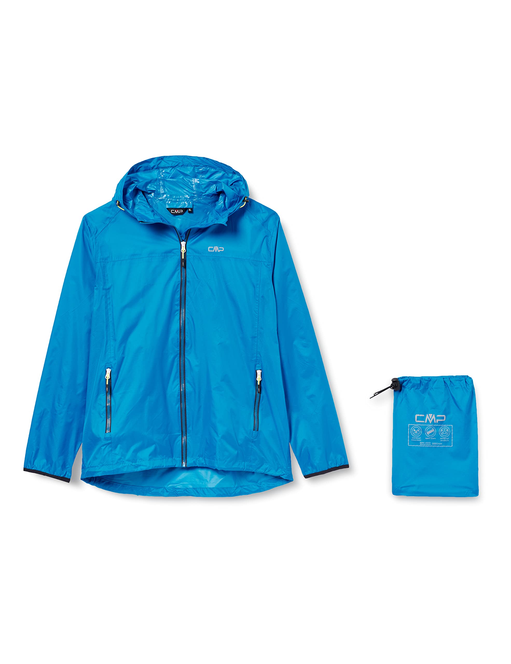 CMP - Man Jacket Rain Fix Hood, Cyano, XXXL