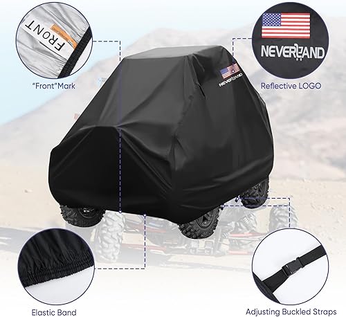Vista 13 de NEVERLAND Fundas UTV resistentes – cubierta impermeable 300D para almacenamiento al aire libre, impermeable, color negro, compatible con Polaris