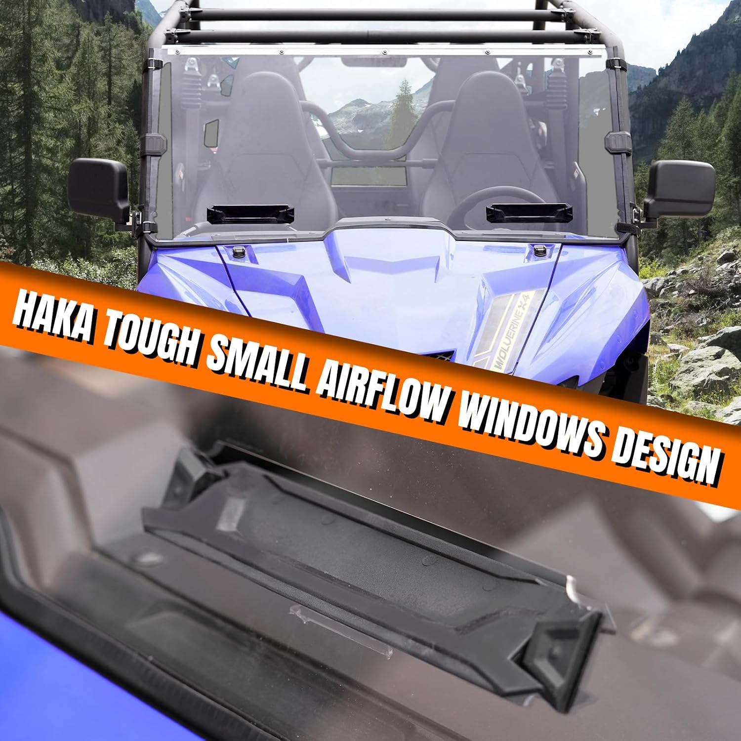 HAKA TOUGH Front Windshield for Yamaha Wolverine X2 850 Accessories 2018-2020,Vented Windshield for Wolverine X4 850 Front Full Window Dustproof Durable