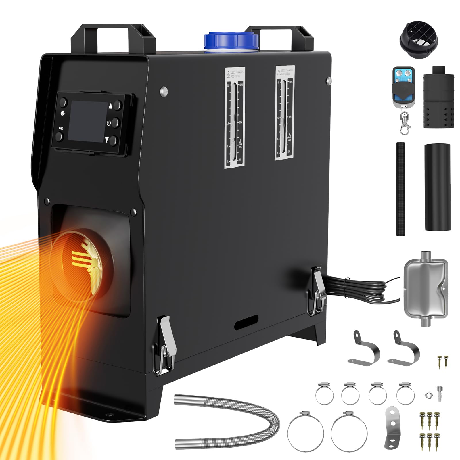 LZQ Chauffage diesel de stationnement Chauffage diesel à air, tout en un 8 kW 12 V Chauffage de stationnement à carburant avec télécommande, écran LCD et silencieux pour voiture, remorque, camion