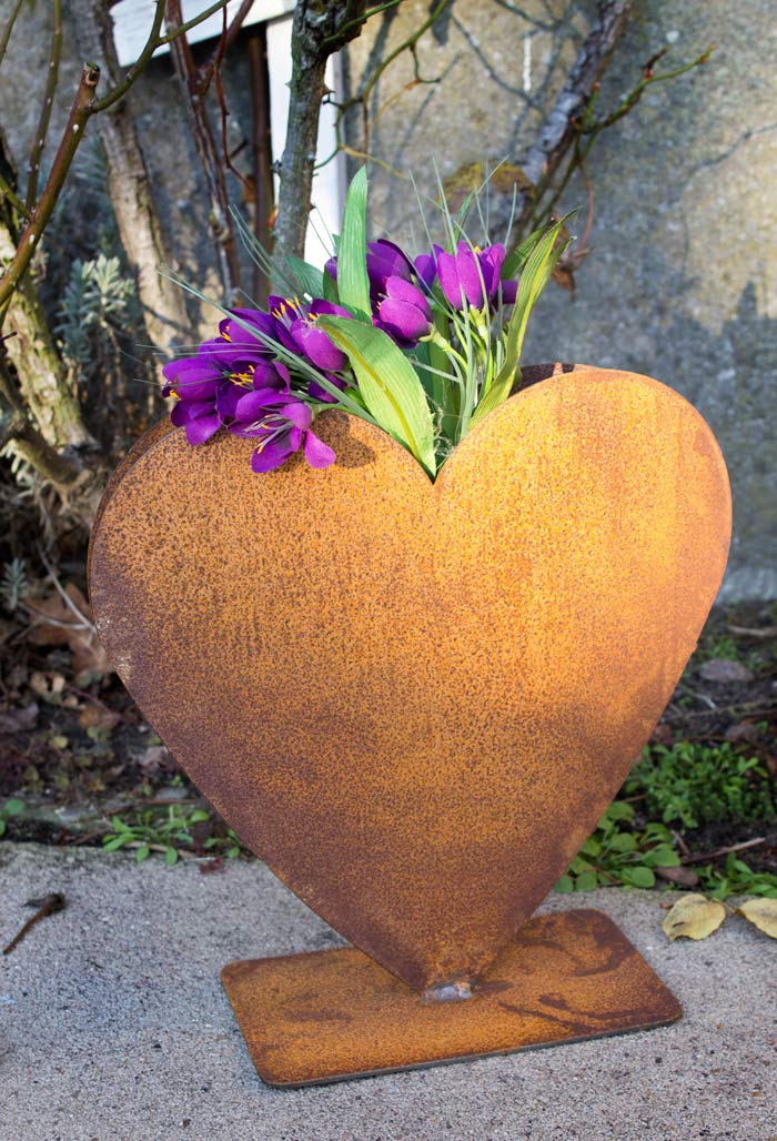 B2S Metall Herz Rost – Gartendeko, 27 Cm Hoch + 17 Cm Hänger, Braun, Antik (Muttertagsgeschenk)
