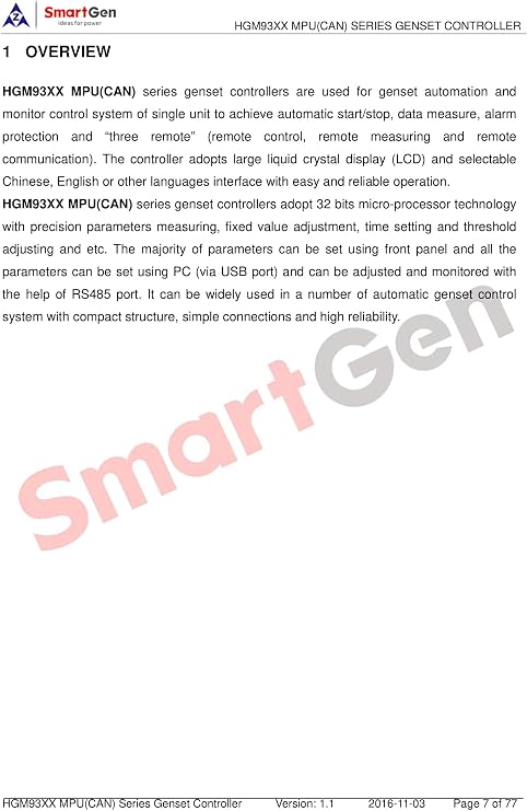 HGM9320CAN Generator controller, Schedule function, real-time clock, event logs, AMF