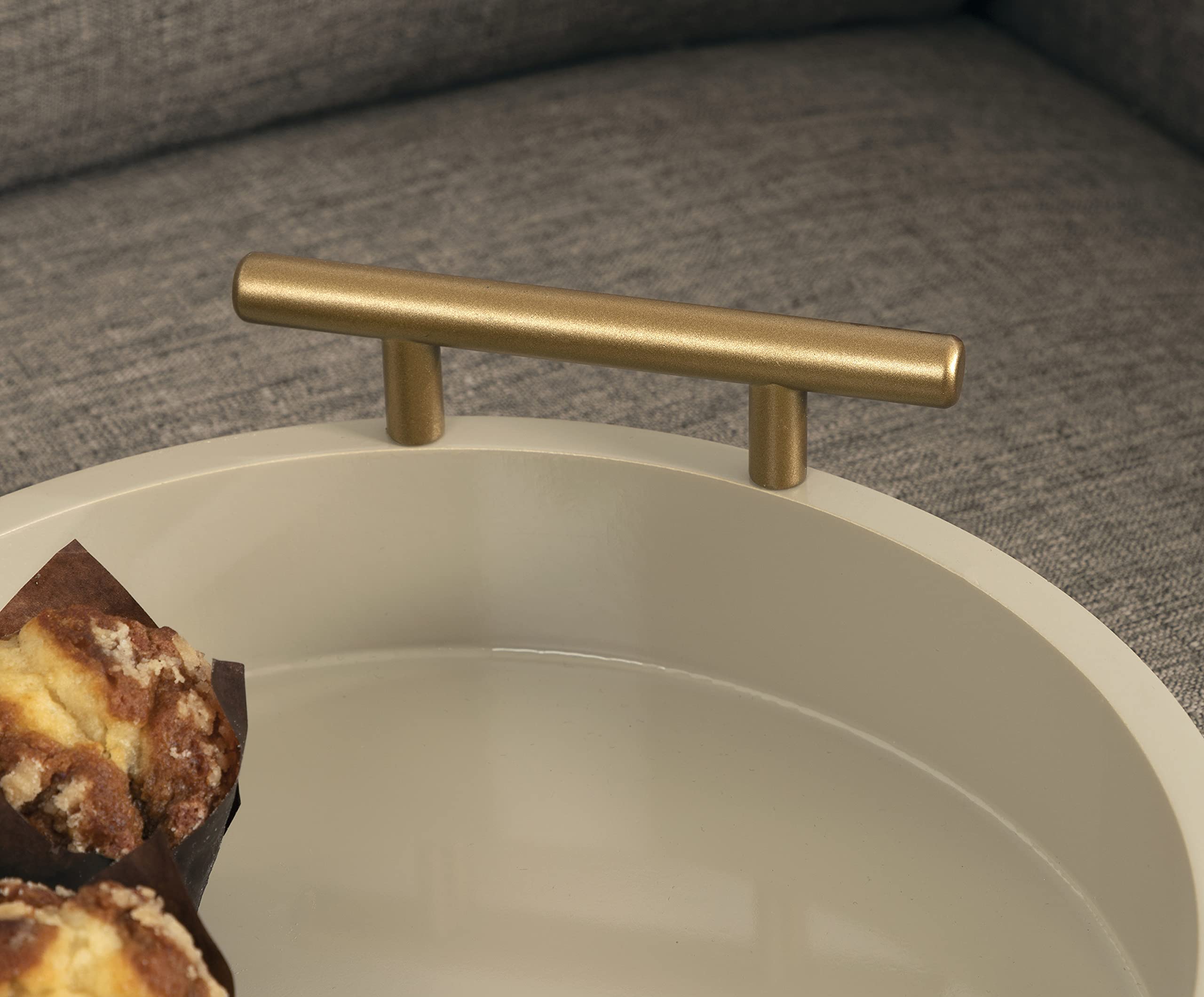 Kate and Laurel Lipton Round Tray Set, 2 Piece, Light Brown/Gold, 2