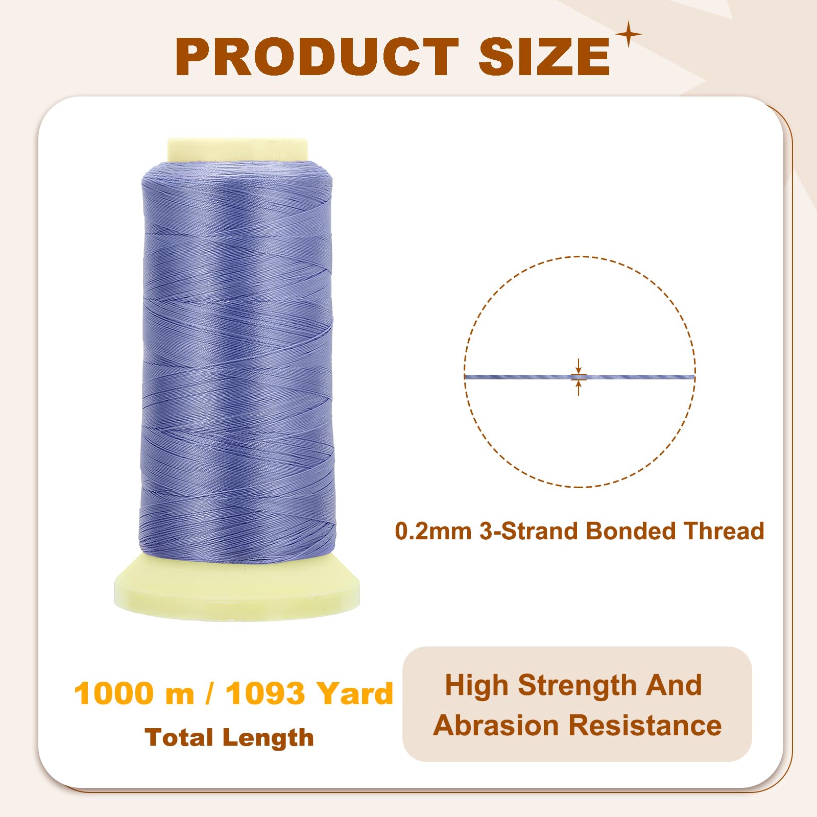 PATIKIL Bonded Thread, 0.2 mm 1094 Yards Polyester Sewing Cord for Weave Bracelets Pendant Ropes Macrame Bookbinding DIY Craft, Lilac - Image 2