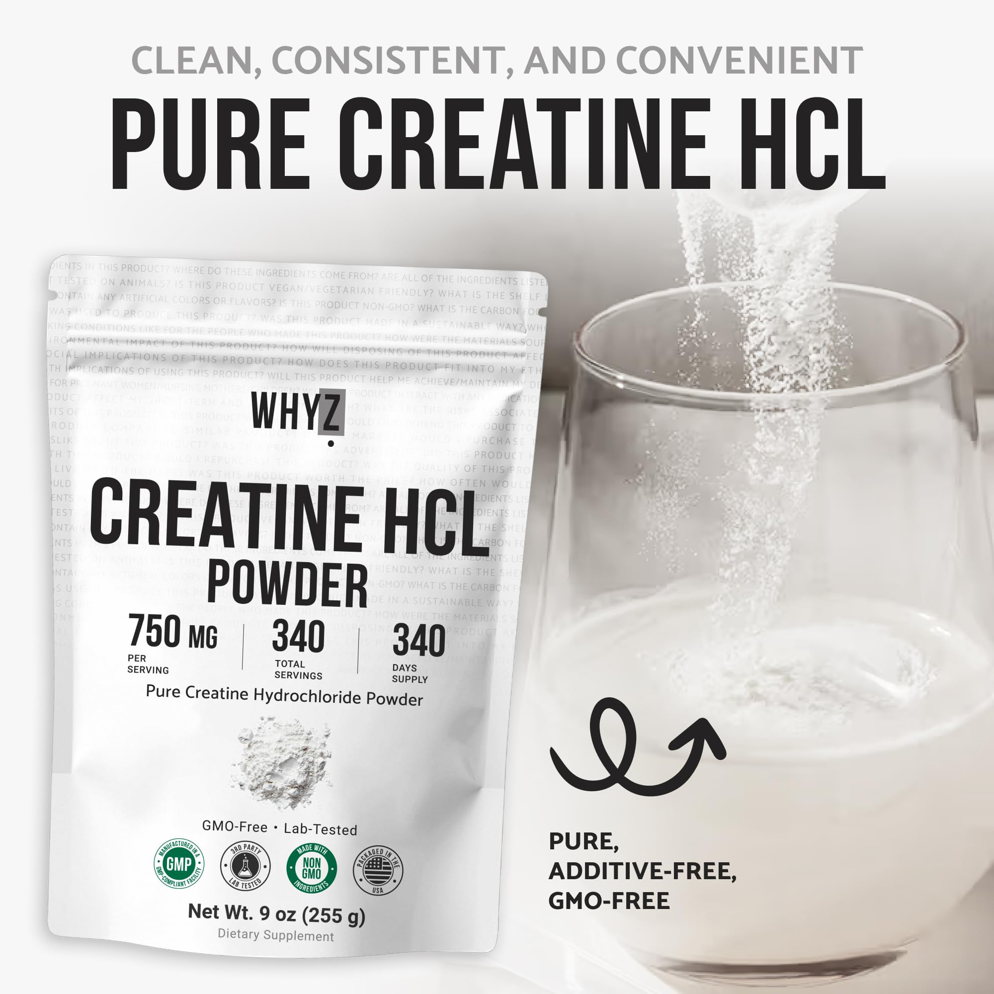 Pure Creatine HCL Powder Unflavored HCL Creatine Supplement for Men and Women Supports Muscle Strength Endurance Energy Cognitive Support & Cellular Hydration Easy to Mix Non-GMO, 9 oz (255 g) — Amazon image 5