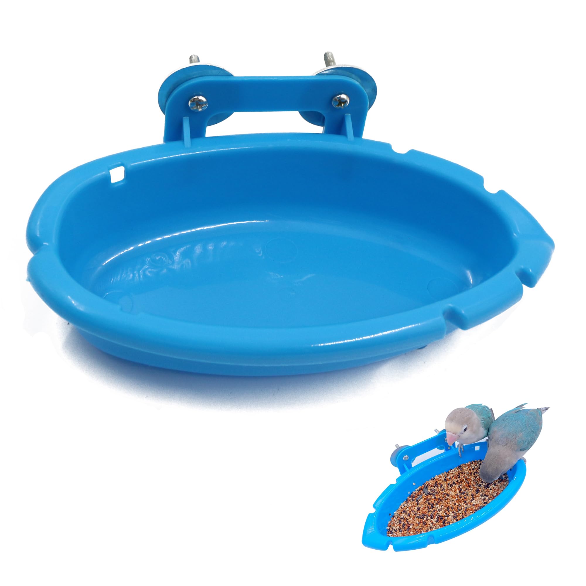 Comedero para bañera para pájaros, Cuenco para Ducha de Loro pequeño, bañera para Mascotas, Loro, Loro Mediano, Periquito, cacatúa, Conure, Loros, periquitos, 18 × 10 × 4 cm, Azul