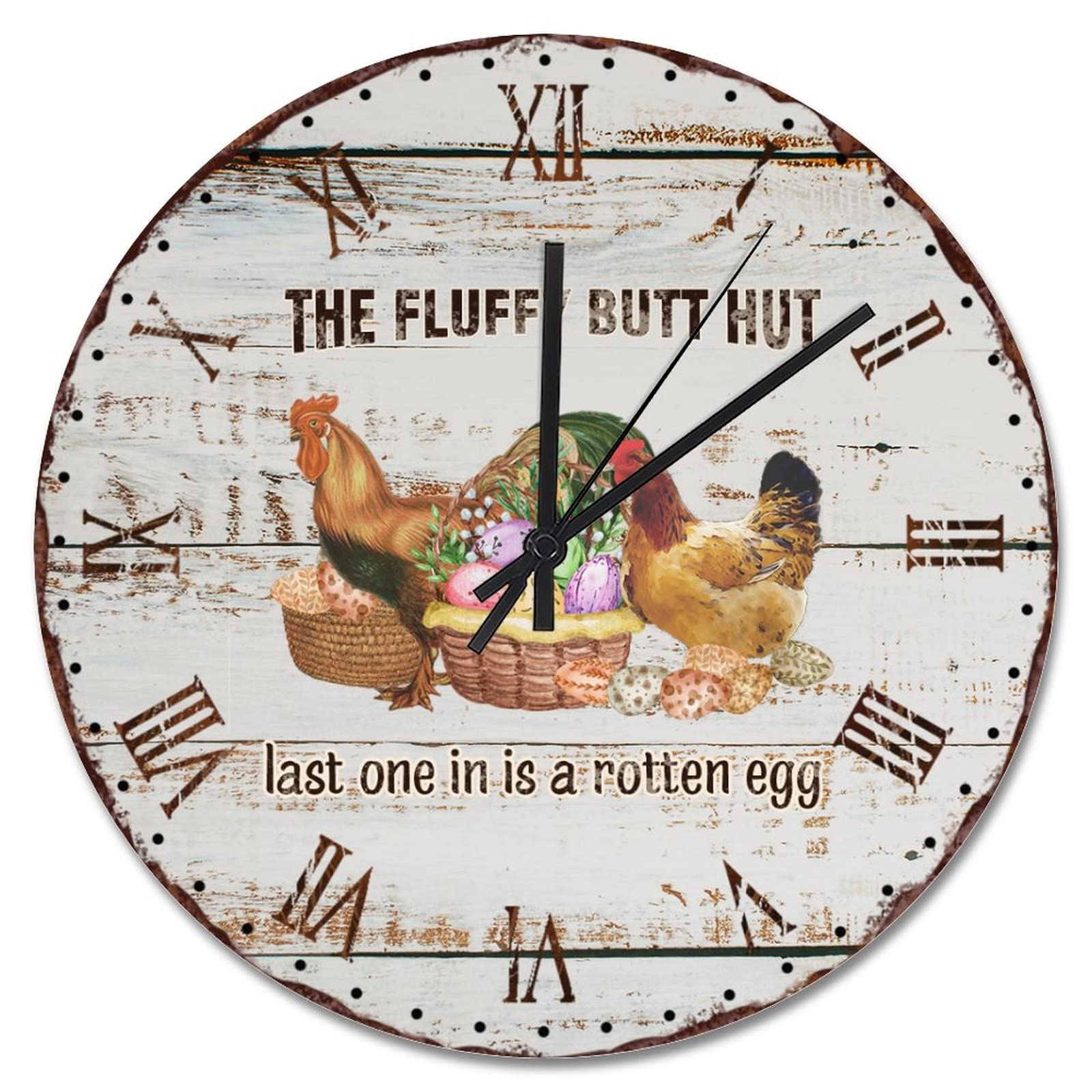 Horloge murale coq sans tic-tac pour chambre et bureau calme