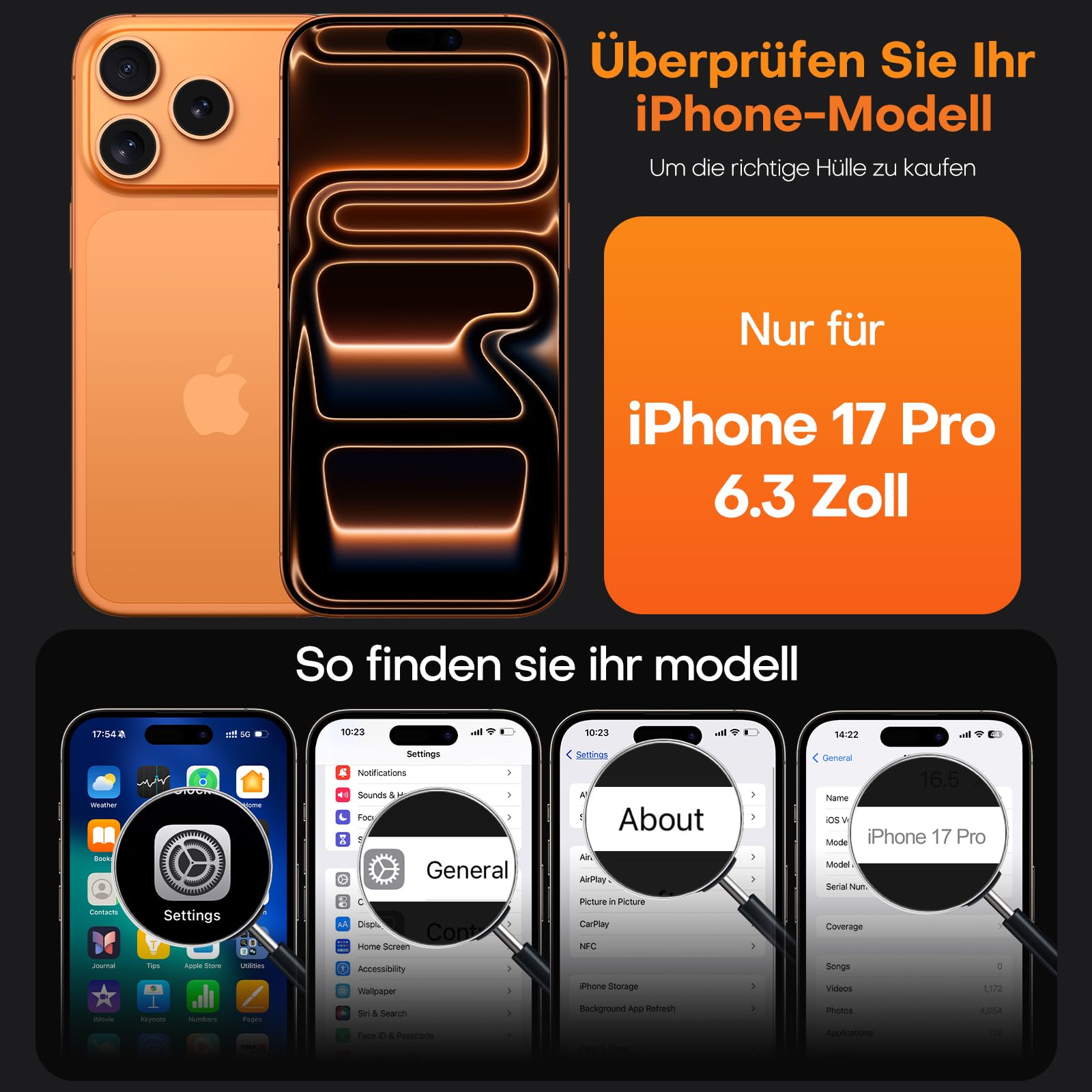 TAURI für iPhone 17 Pro Hülle 6,3" mit Panzer Schutz Glas Folie und Kamerasteuerung, Vollständiger Kameraschutz, Stoßfest Magnetisch Handyhülle - Durchsichtig