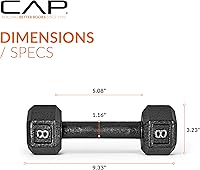 Vista 178 de CAP Barbell Mancuerna hexagonal de hierro fundido Múltiples opciones Negro