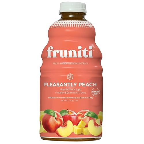 Fruniti Mezcla de batidos de durazno, potenciador de energía, sin azúcar añadido, delicioso puré de frutas, vitamina B-6, vitamina B-12, ginseng,