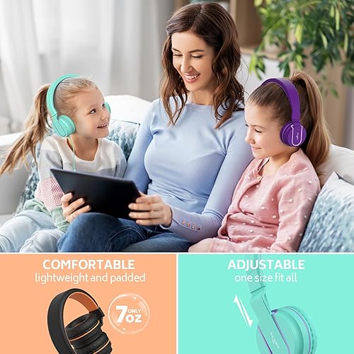 Miniatura 10 de AILIHEN Paquete de 5 auriculares para niños a granel para el aula escolar K-12, auriculares con cable con micrófono para estudiantes y niños con