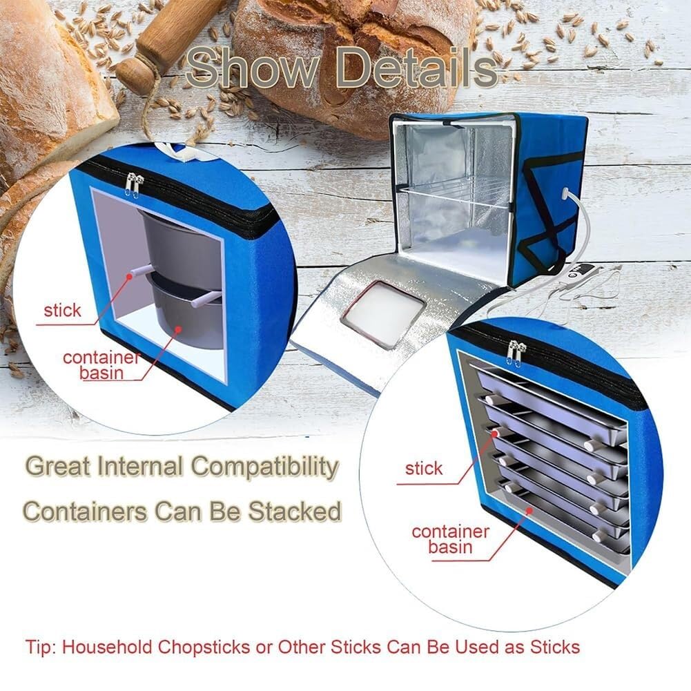Caja de fermentación plegable a prueba de masa, pequeña bolsa de prueba de pan para el hogar con control de temperatura + función de temporización, ideal para hacer pan y yogur, estante interior