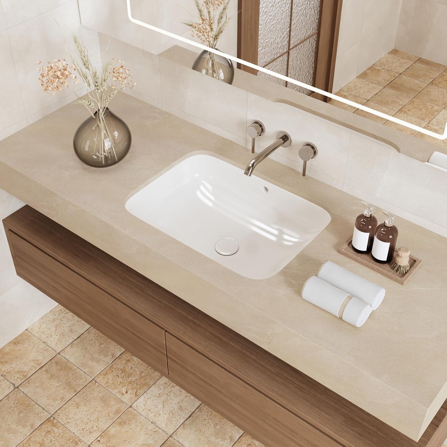 15.7''x315'' Khaki Light Beige Marble Contact Paper for Countertops Thick Kitchen Granite Contact Paper Waterproof Peel and Stick Renter Friendly Wallpaper for Countertops Bathroom Cabinet