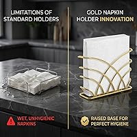 Vista 3 de Servilletero para mesa – Dispensador de servilletas vertical de hierro dorado para servilletas de papel, dispensador de servilletas para cocina