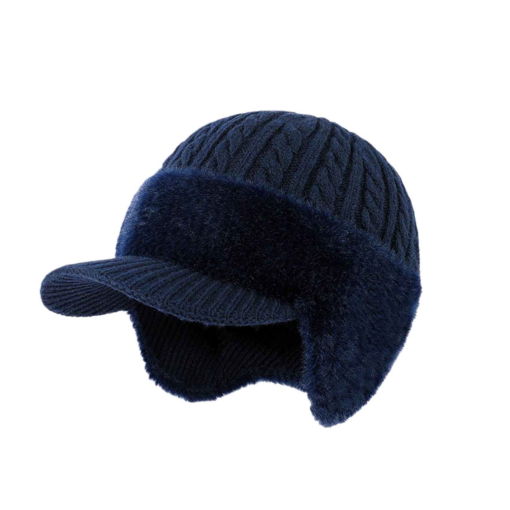 Jeeeun Women's Dark Blue Cold Shielding Trapper Hat, Cozy Head Beanie, Complete Head And Ear Coverage For Cold Weather (Dark Blue)