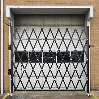 VEVOR Single Folding Security Gate, 7' H x 6-1/2' W Folding Door Gate, Steel Accordion Security Gate, Flexible Expanding Security Gate, 360° Rolling Barricade Gate, Scissor Gate/Door with Padlock