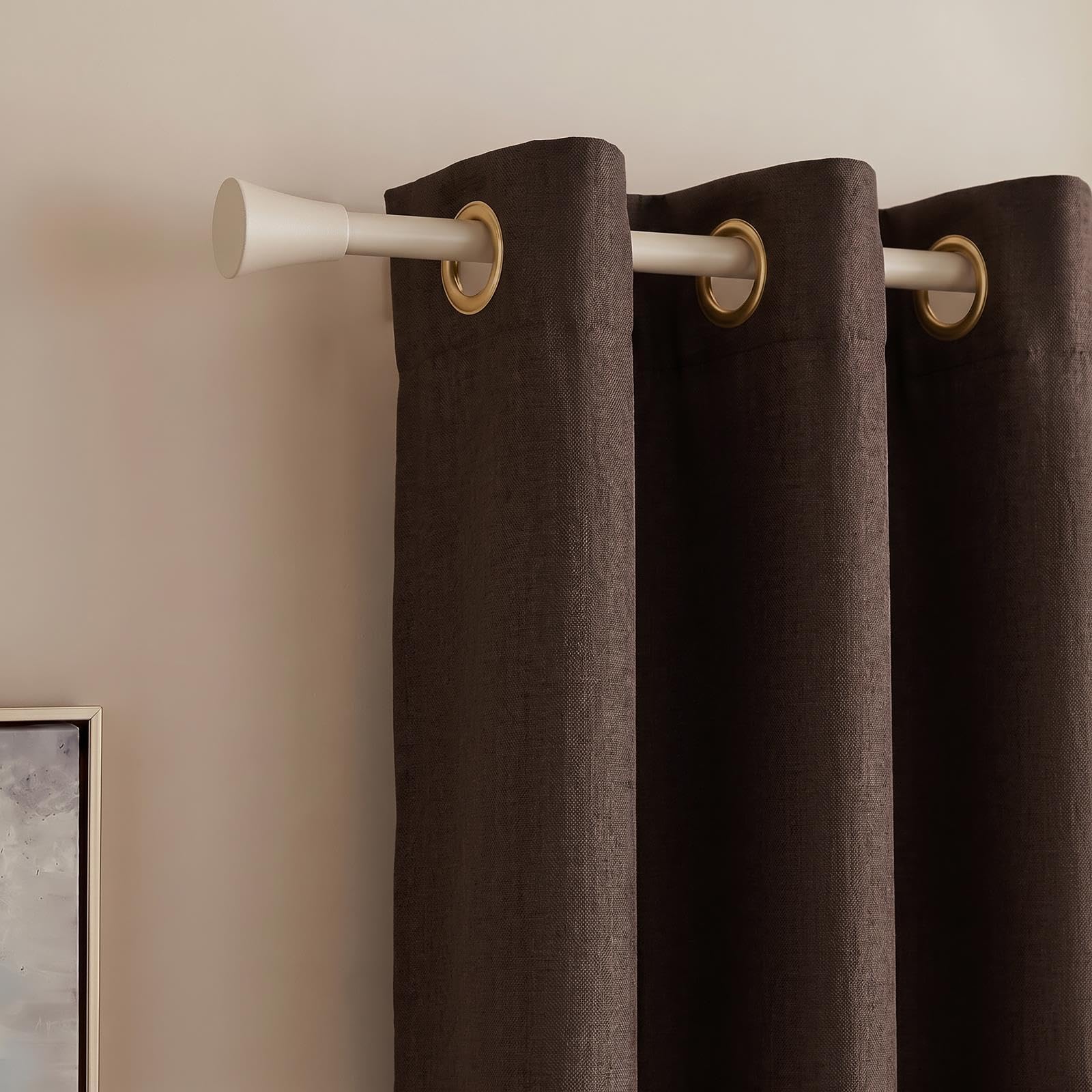 OHS Curtain Pole Trumpet 16mm Curtain Rail Curtain Rod, Natural - 70-120cm