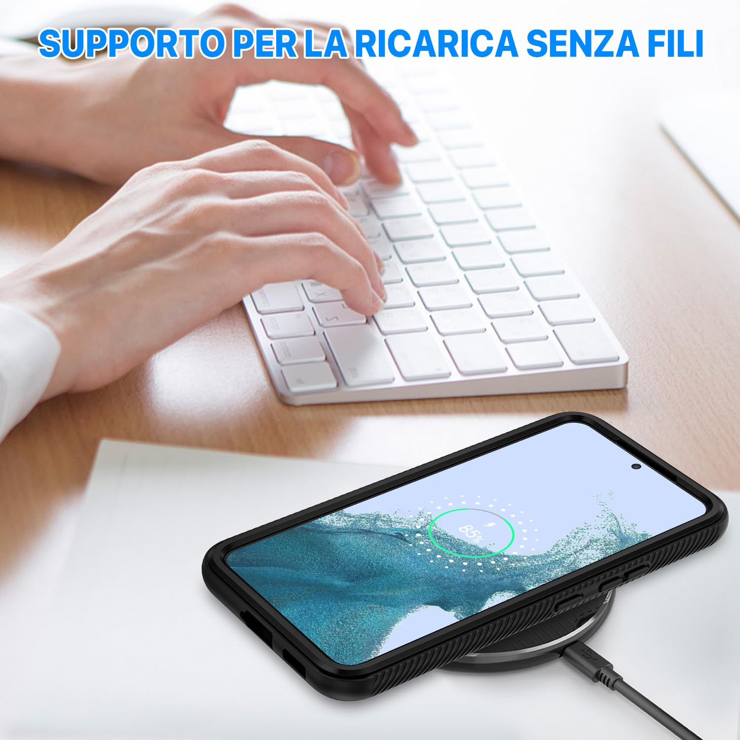 CENHUFO Cover Samsung S22 5G, Custodia Samsung S22 5G Antiurto 360 Gradi con Protezione Schermo Integrata Rugged Trasparente Case Doppia Faccia Fronte Retro Cover per Samsung Galaxy S22 5G - Nero