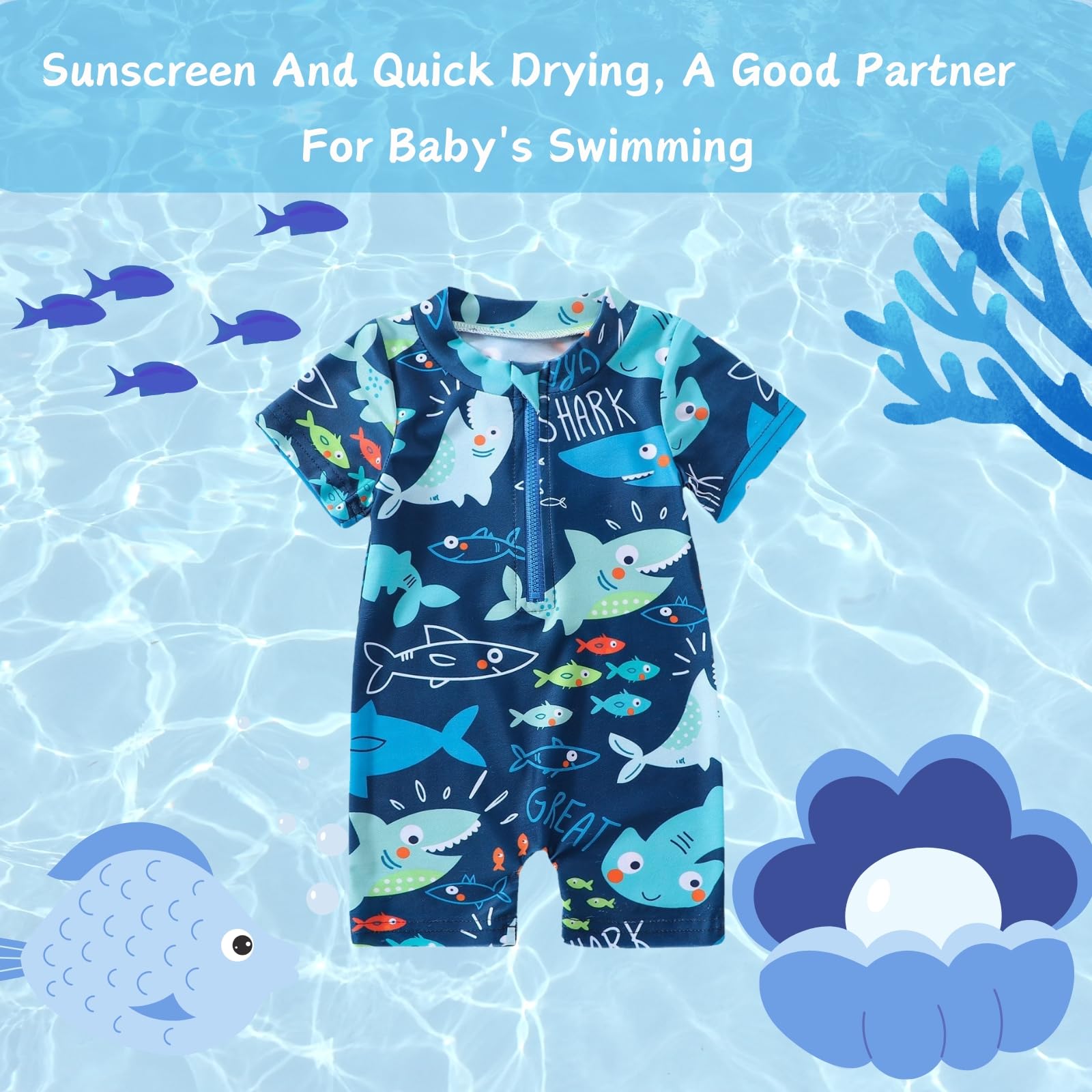 HAGOT Costume da Bagno per Neonato, Costume da Bagno per Neonato, Costume da Bagno Intero con Cerniera perBambini, Protezione Solare Costumi da Bagno da Spiaggia