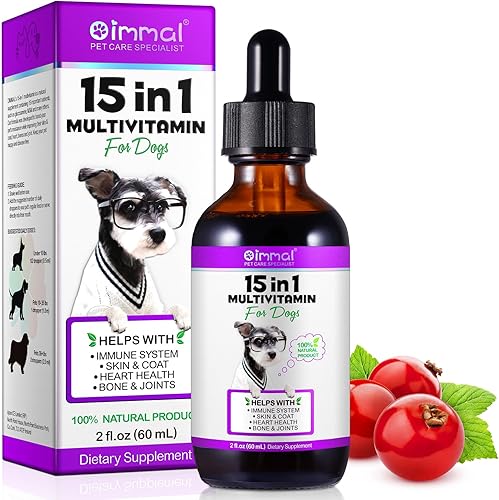 Miniatura 1 de Multivitamínico 15 en 1 para perros, multivitamínico líquido todo en uno para perros, vitaminas y suplemento con digestivo, inmunidad, alergias,