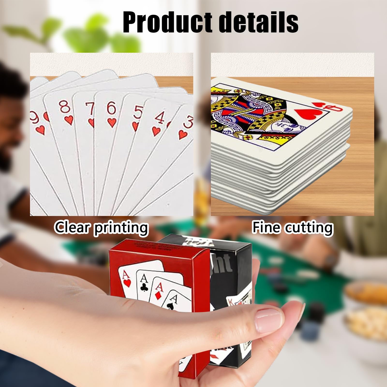 ChAusa 6 Pcs Mini Playing Cards 2.08 x 1.49 Inch Standard Playing Cards Portable Flexible Travel Game Novelty Gift for Party Game Supplies (Black - Image 3