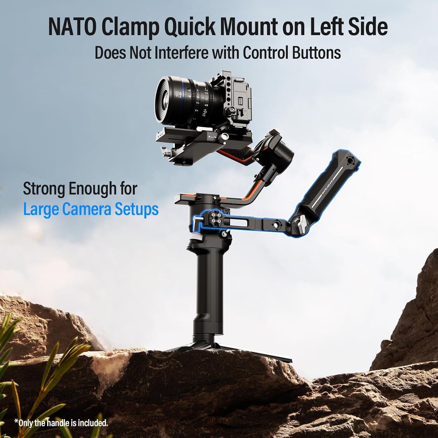 SIRUI Adjustable NATO Clamp Sling Handgrip for DJI Gimbals, Silicone Sling Handle for DJI RS 3 Mini, RS 3, RS 3 Pro, RS 2, RSC 2, Ronin-S Stabilizer, 17.6lb Load Gimbal Accessories, SC-ASH