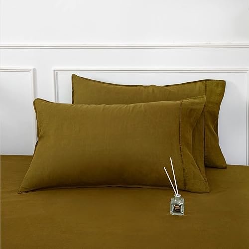 Miniatura 157 de S VICTORY SYMBOL 100% Organic Linen Pillowcases 20"x30" Set of 2,French Natural Flax Soft Durable Pillowshams Sandy Beige,Standard