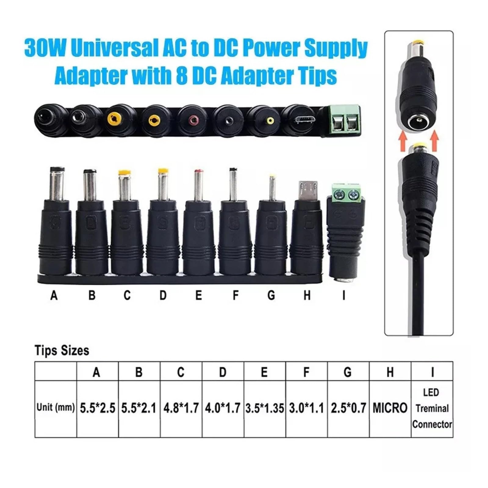 Adaptador De Corriente Voltaje Ajustable Suministro CA/CC | 30W(EU)