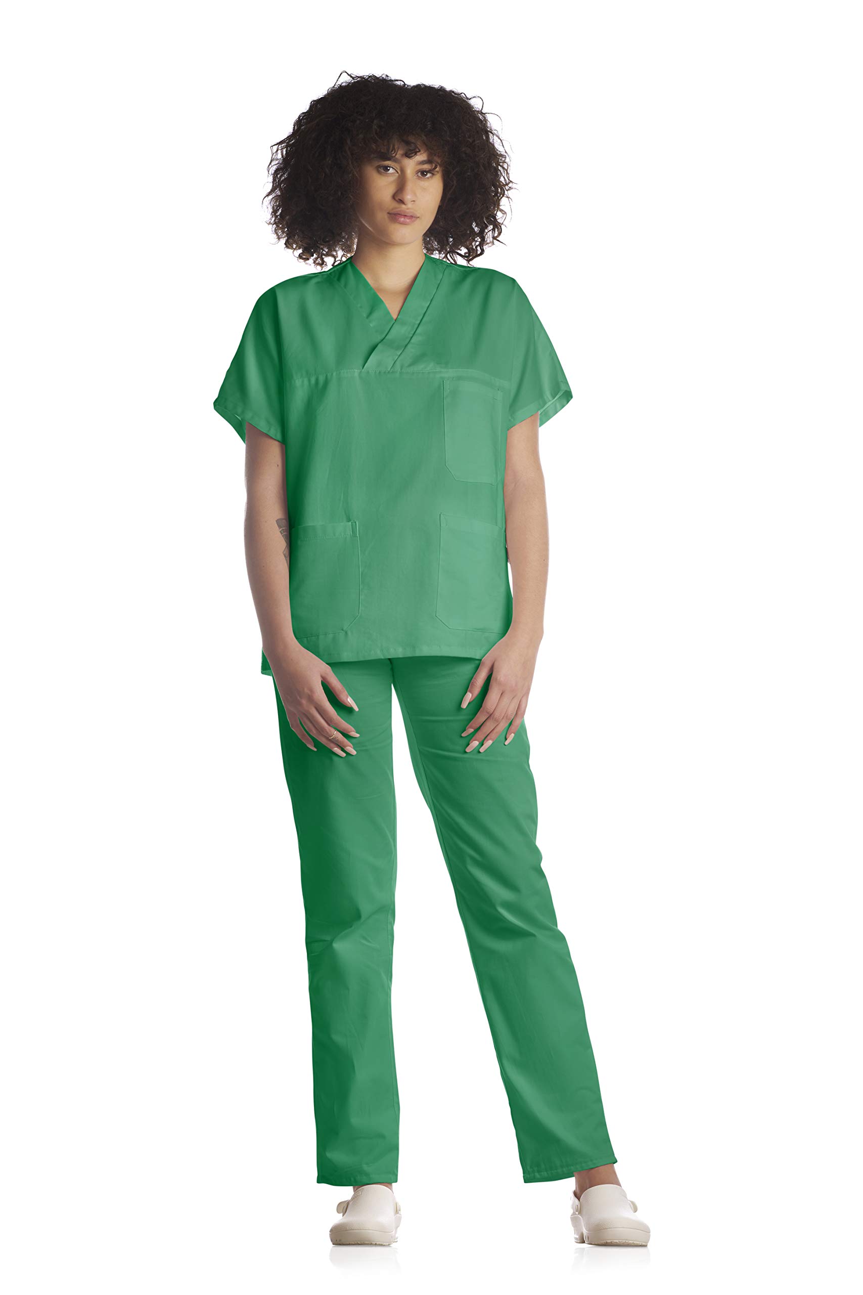 Tecno Hospital - Chaqueta hospitalaria - Ideal para Operadores Sanitarios, estéticas, enfermeras, médicos, para personal de laboratorio, etc - Casaca con escote en V - Unisex Verde 5XL