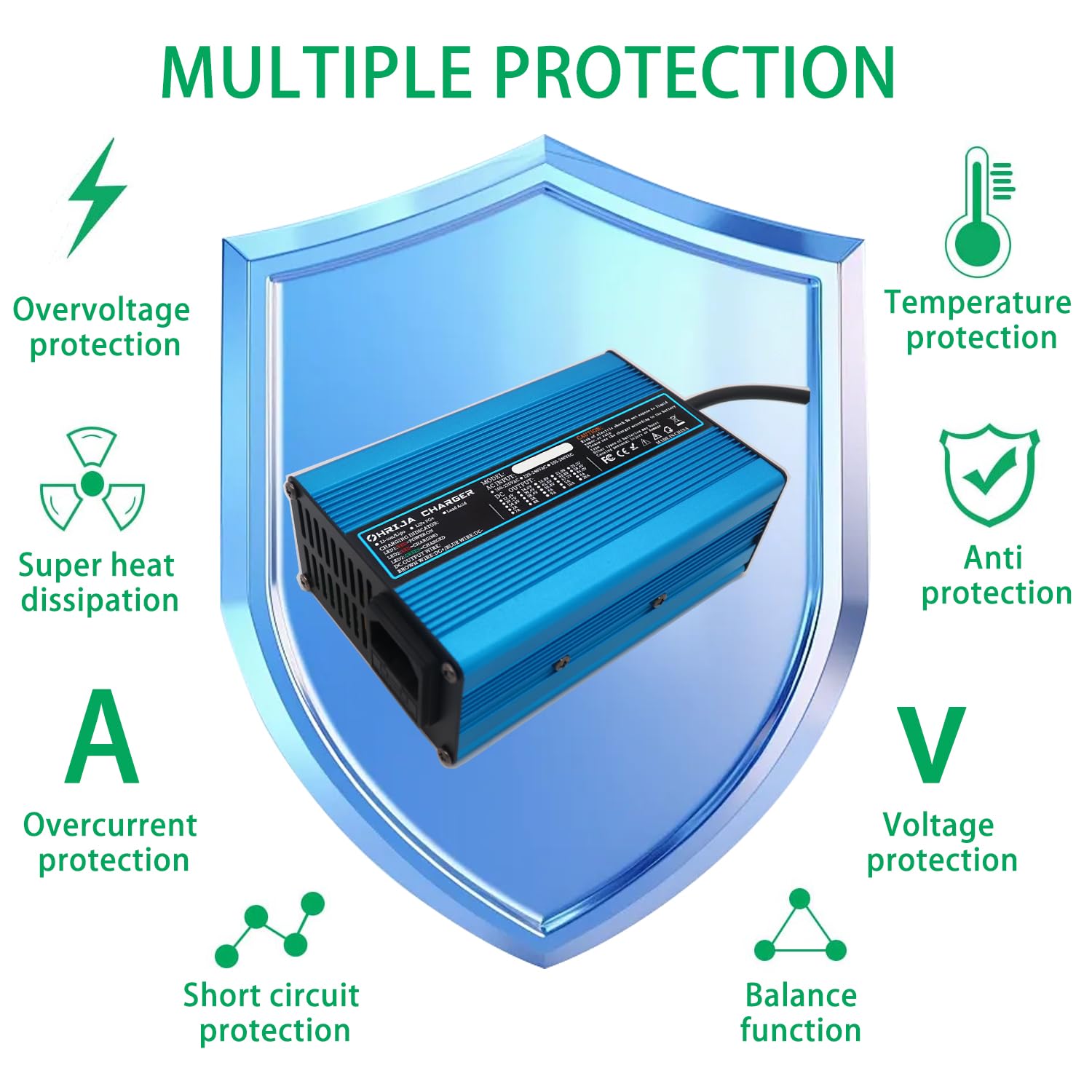 Il caricabatterie da 24 V 10 A è adatto per accumulatori di piombo da 27,6 V. Caricabatterie di mantenimento per sedie a rotelle. Esterno blu con connettore XLR 1+2 a 3 poli.