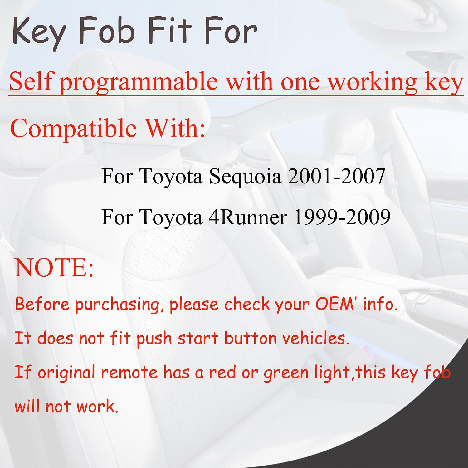 SUPALAND Key Fob Keyless Entry Fits for Toyota 4Runner Sequoia 1999 2000 2001 2002 2003 2004 2005 2006 2007 2008 2009 Remote Control Replacement 89742-35050 HYQ12BBX HYQ12BAN HYQ1512Y (Set of 2)