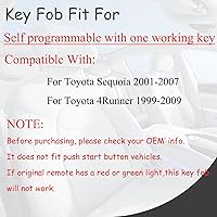 Vista 3 de Llavero de entrada sin llave compatible con Toyota 4Runner Sequoia 1999 2000 2001 2002 2003 2004 2005 2006 2007 2008 2009 Reemplazo de control