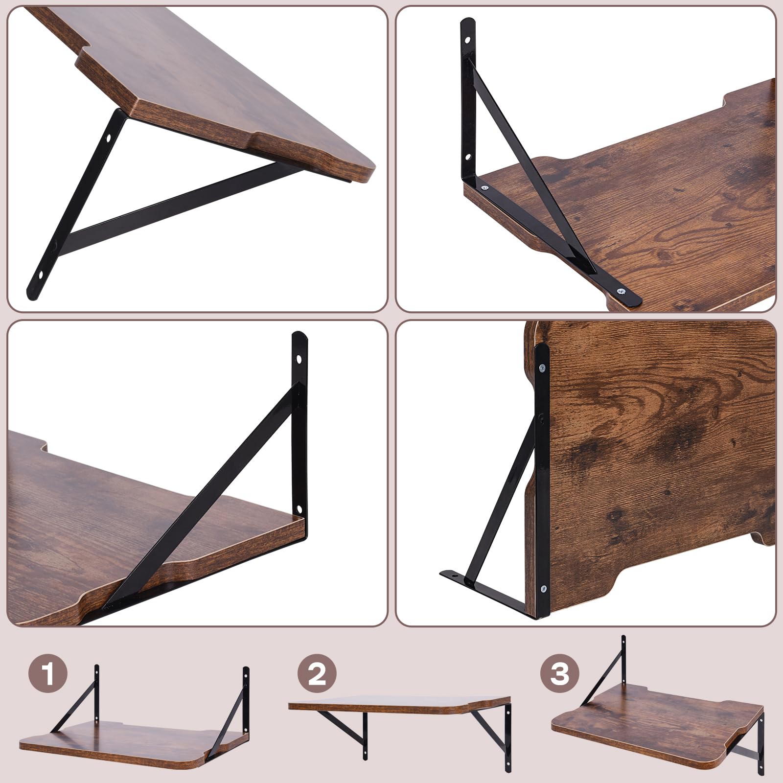 Mensola per proiettore, 41,1 x 27,9 cm (lunghezza x larghezza), mensola galleggiante, supporto per router e modem, montaggio a parete, in legno e metallo, 1 ripiano, stile retrò, resistente