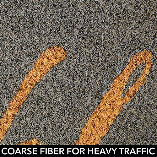 image for mDesign Rectangular Coir and Rubber Entryway Welcome Doormat with Natu