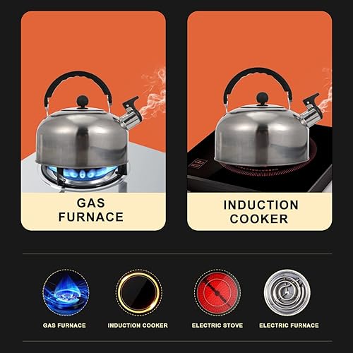 Miniatura 2 de Tetera de acero inoxidable para estufa, tetera de acero inoxidable hervidor de agua hirviendo para estufa, herramienta de cocina, tetera hirviendo