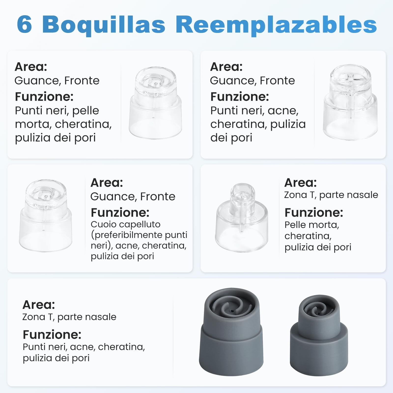 Aspiratore Punti Neri Professionale, Lrbsule Aspiratore Punti Neri Rimozione dei Grassi 6 Testine per Estrattore 3 Modalità di Aspirazione, Ricarica USB Blackhead Removal