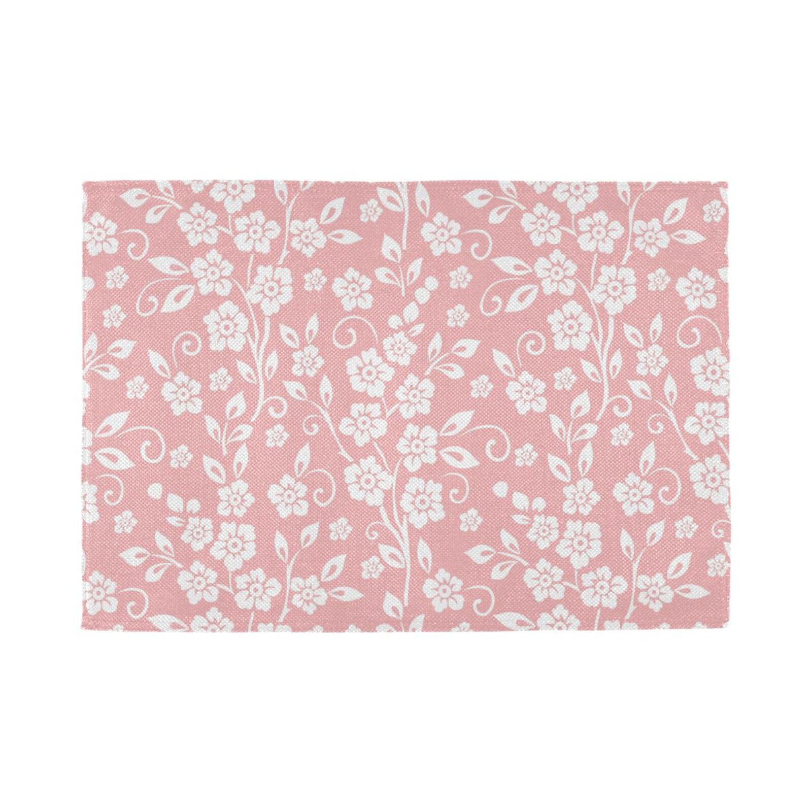 Juego de 6 manteles individuales y servilletas de color melocotón con textura elegante de flores para mesa de comedor, reutilizables, lavables, de tela, para debajo de los platos, juego de 6 manteles