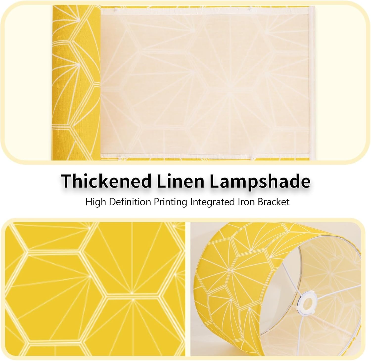 Lamp Shades 13x13x10”, HD Printing Fabric Lamp Shades For Table Lamps, Drum Lamp Shade fits Spider/ E26/ E12 Base, Yellow Honeycomb Modern Lamp Shade for Floor Lamp (1 Pack)